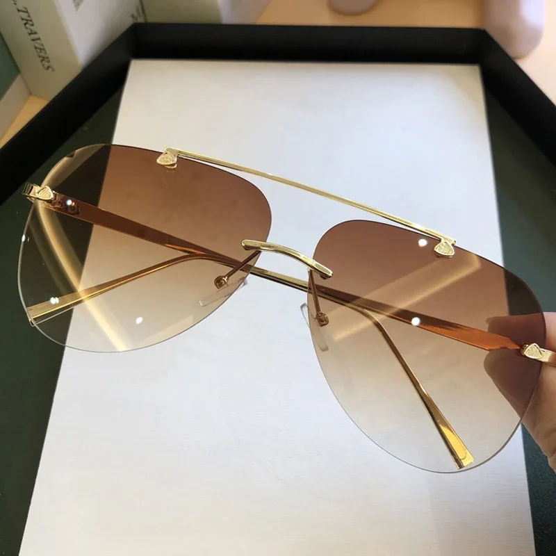 Vintage Outdoor Fashion - Klasyczne, bezramkowe okulary przeciwsłoneczne w stylu