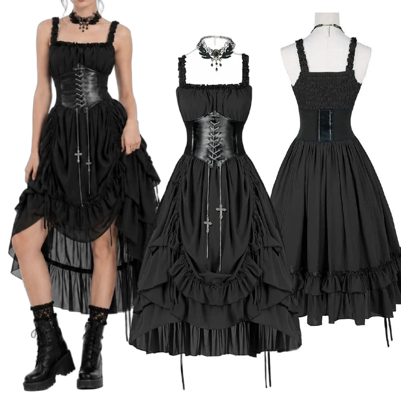 Damska Gotycka Sukienka Gorset – Vintage Fashion Dresses recenzja i cena